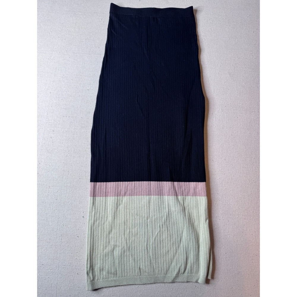 Free People Ribbed Bodycon Knit Midi‎ Skirt Colorblock Side Slit Stretch Small